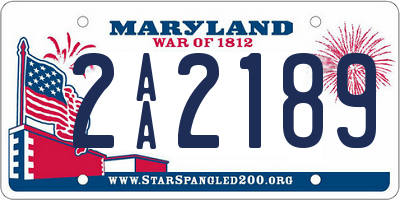 MD license plate 2AA2189