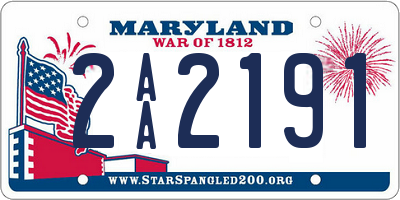 MD license plate 2AA2191