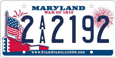 MD license plate 2AA2192