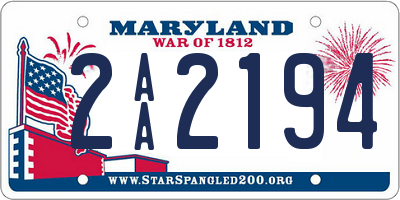 MD license plate 2AA2194