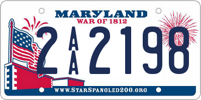 MD license plate 2AA2198