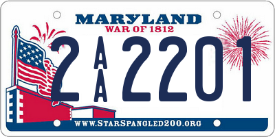 MD license plate 2AA2201