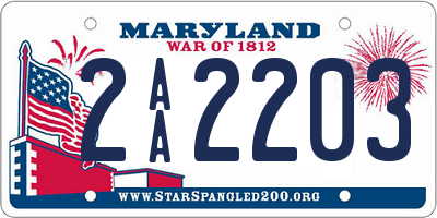 MD license plate 2AA2203