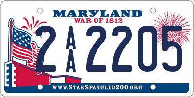 MD license plate 2AA2205