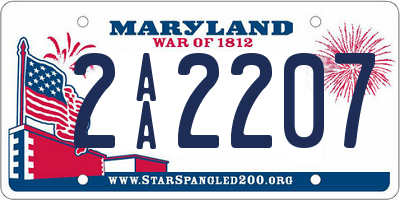 MD license plate 2AA2207