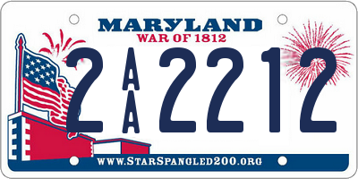 MD license plate 2AA2212