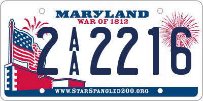 MD license plate 2AA2216