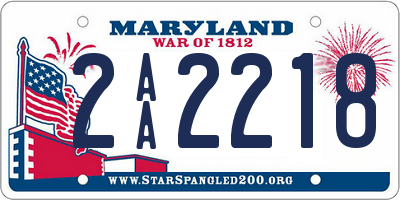 MD license plate 2AA2218