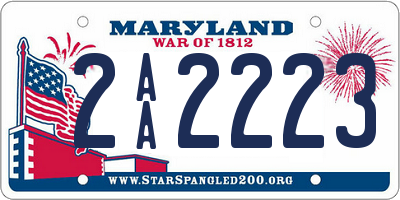 MD license plate 2AA2223