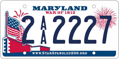 MD license plate 2AA2227