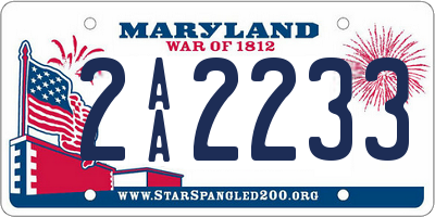 MD license plate 2AA2233