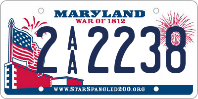 MD license plate 2AA2238