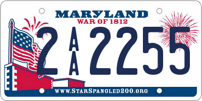 MD license plate 2AA2255