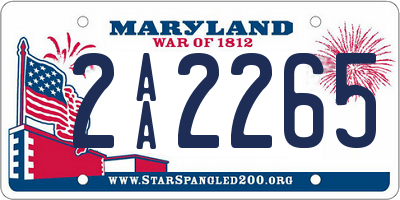 MD license plate 2AA2265
