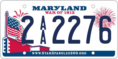 MD license plate 2AA2276