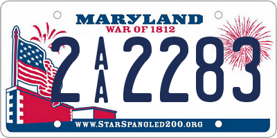 MD license plate 2AA2283