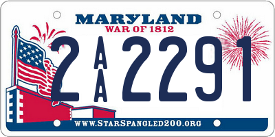 MD license plate 2AA2291