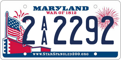 MD license plate 2AA2292