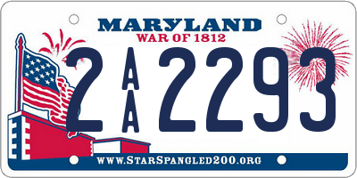 MD license plate 2AA2293