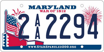 MD license plate 2AA2294