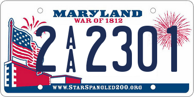 MD license plate 2AA2301