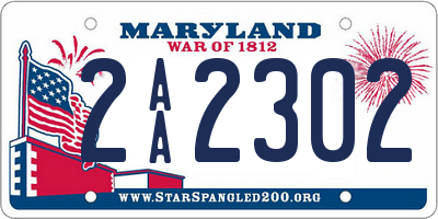 MD license plate 2AA2302