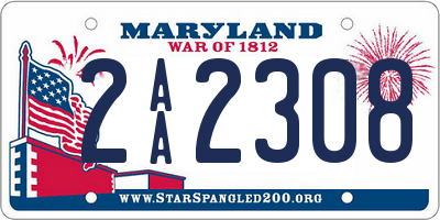 MD license plate 2AA2308