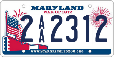 MD license plate 2AA2312