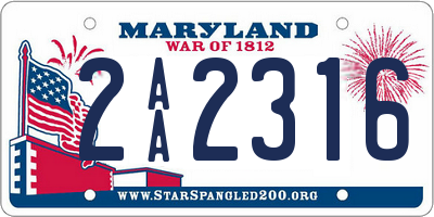 MD license plate 2AA2316