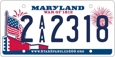 MD license plate 2AA2318