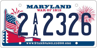 MD license plate 2AA2326