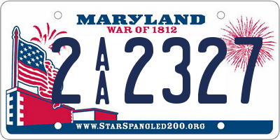 MD license plate 2AA2327