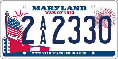 MD license plate 2AA2330