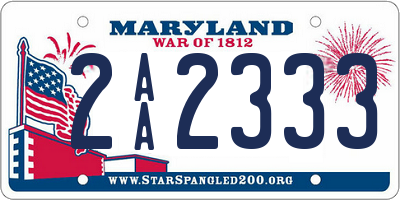 MD license plate 2AA2333