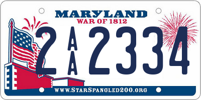 MD license plate 2AA2334