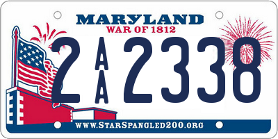 MD license plate 2AA2338