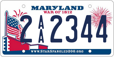 MD license plate 2AA2344