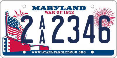 MD license plate 2AA2346