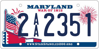 MD license plate 2AA2351