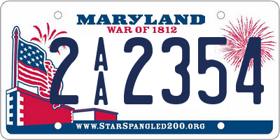 MD license plate 2AA2354