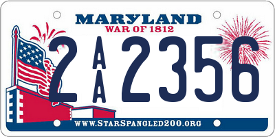 MD license plate 2AA2356