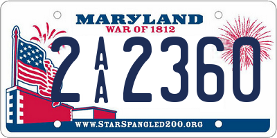 MD license plate 2AA2360