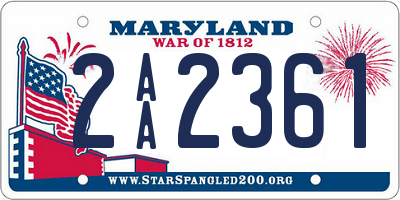 MD license plate 2AA2361