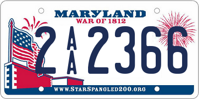 MD license plate 2AA2366