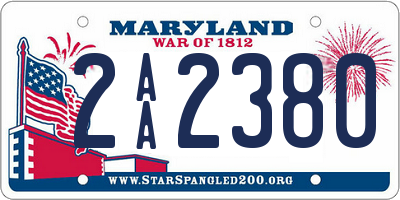 MD license plate 2AA2380