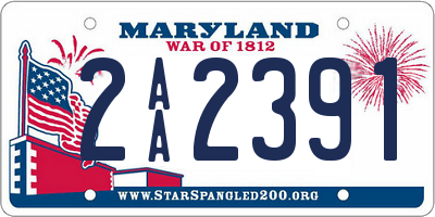 MD license plate 2AA2391