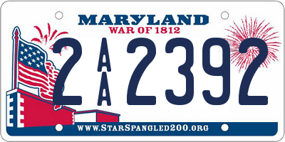 MD license plate 2AA2392