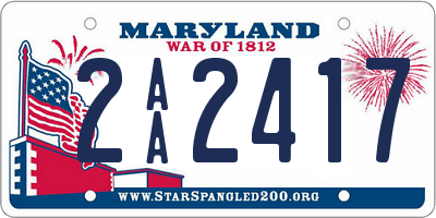 MD license plate 2AA2417