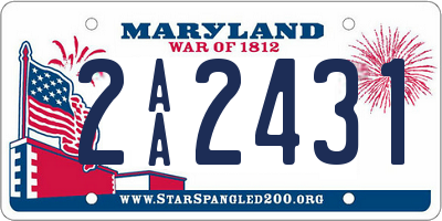 MD license plate 2AA2431