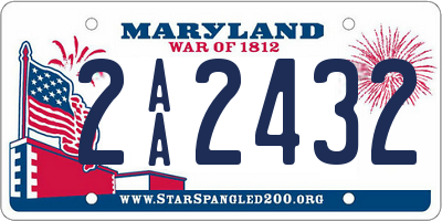 MD license plate 2AA2432